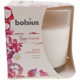 Lumanare parfumata pahar 14h pure romance trandafir chihlimbar True Moods 300g - BOLSIUS