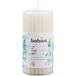 Lumanare parfumata stalp 33h in balance ceai alb menta True Moods 260g - BOLSIUS
