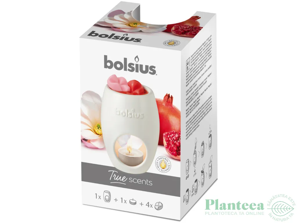 Set aromaterapie [lampa+1pastila parfumata 4h+8chipsuri ceara parfumata] True Scents 3b - BOLSIUS