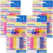 Set 4x Kit Happy BirthDay [24lumanari tort cu 12suporturi] 4b - BOLSIUS