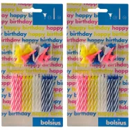 Set 2x Kit Happy BirthDay [24lumanari tort cu 12suporturi] 2b - BOLSIUS
