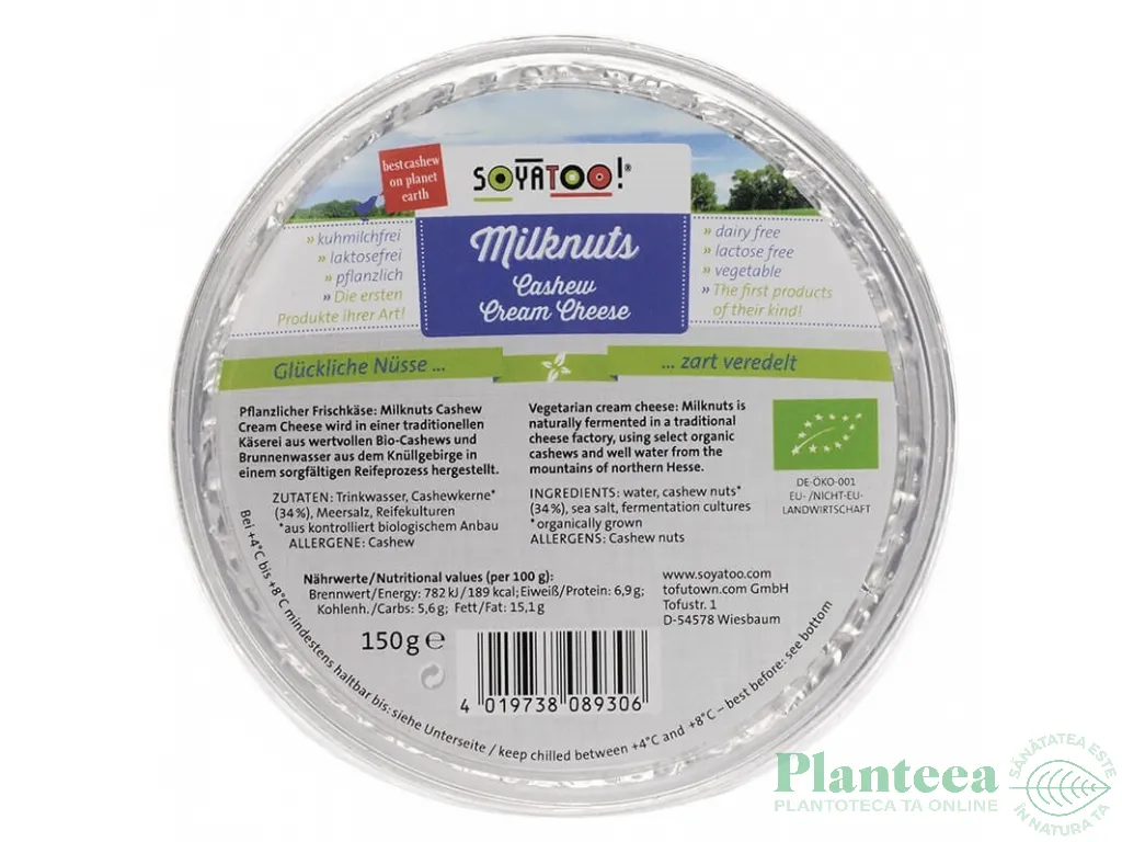 Crema branza vegetariana caju 150g - SOYATOO