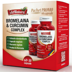 Pachet Bromelaina & curcumin complex 60+30cps - ADNATURA