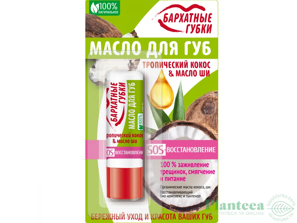 Unt buze ulei cocos unt shea 4,5g - FITOKOSMETIK