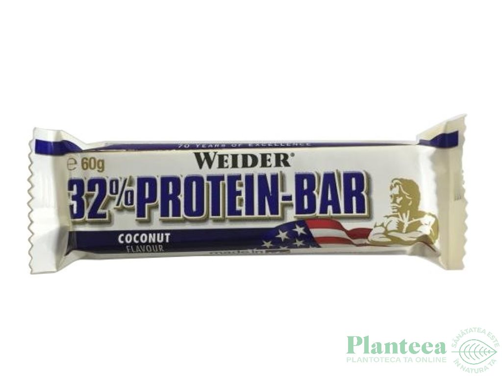 Baton proteic 32% ProteinBar cocos 60g - WEIDER