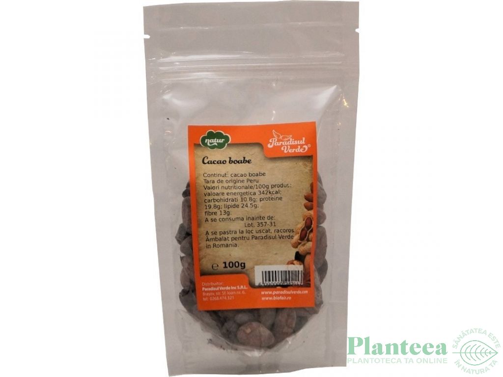 Cacao boabe natur 100g - PARADISUL VERDE