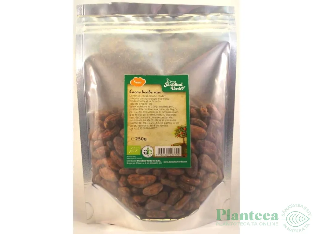 Cacao boabe raw Ecuador eco 250g - PARADISUL VERDE