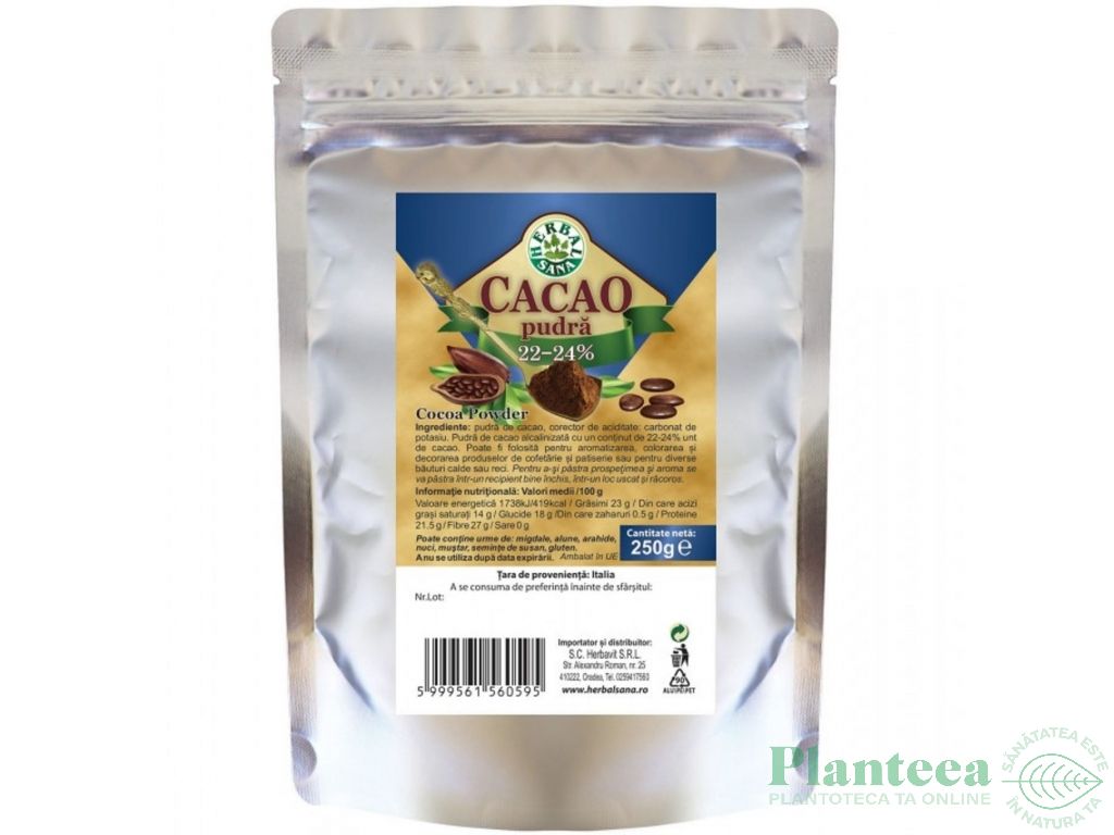 Cacao pulbere 22~24% 250g - HERBAL SANA