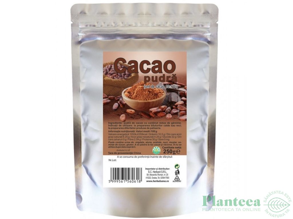 Cacao pulbere 10~12% 250g - HERBAL SANA