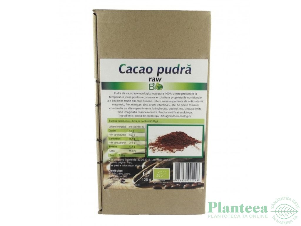 Cacao pulbere raw bio 125g - DECO ITALIA
