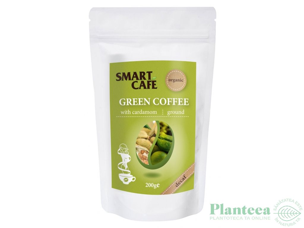 Cafea verde macinata decofeinizata cu cardamom eco 200g - DRAGON SUPERFOODS