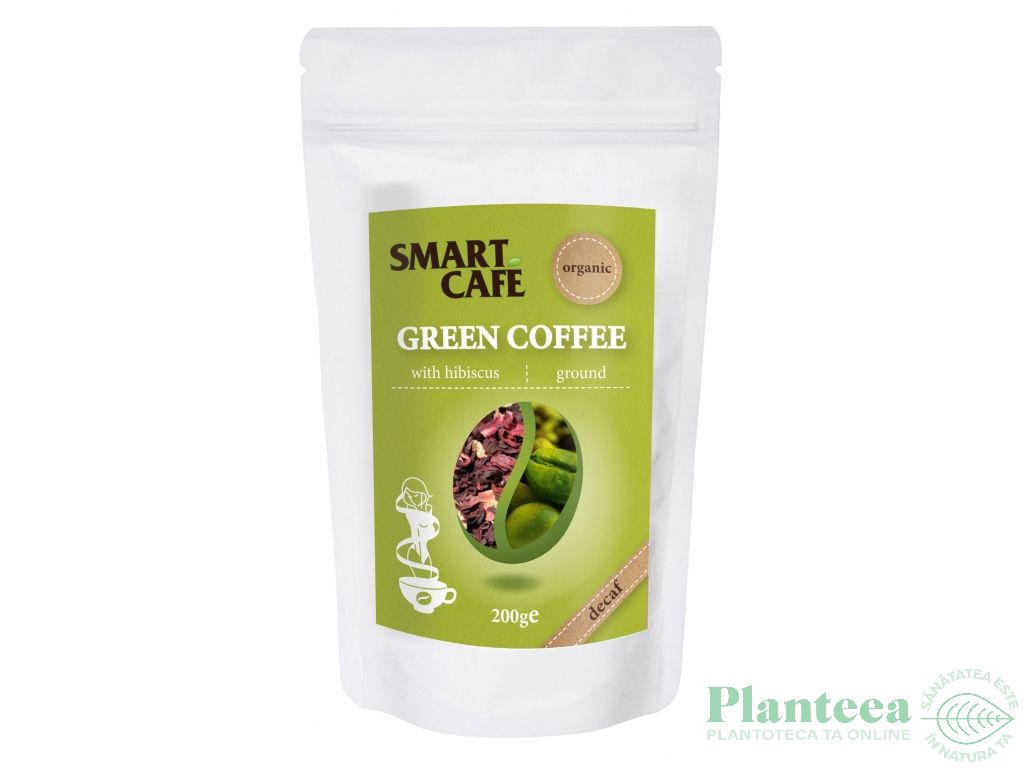 Cafea verde macinata decofeinizata cu hibiscus ecoeco 200g - DRAGON SUPERFOODS