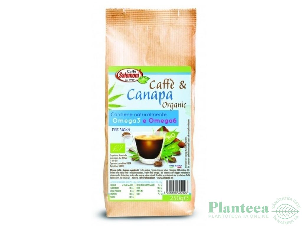 Cafea macinata cu seminte canepa pt Moka eco 250g - SALOMONI