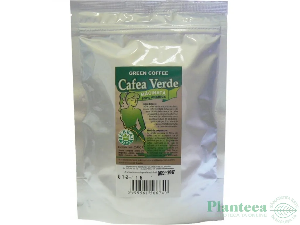 Cafea verde macinata arabica 250g - HERBAL SANA