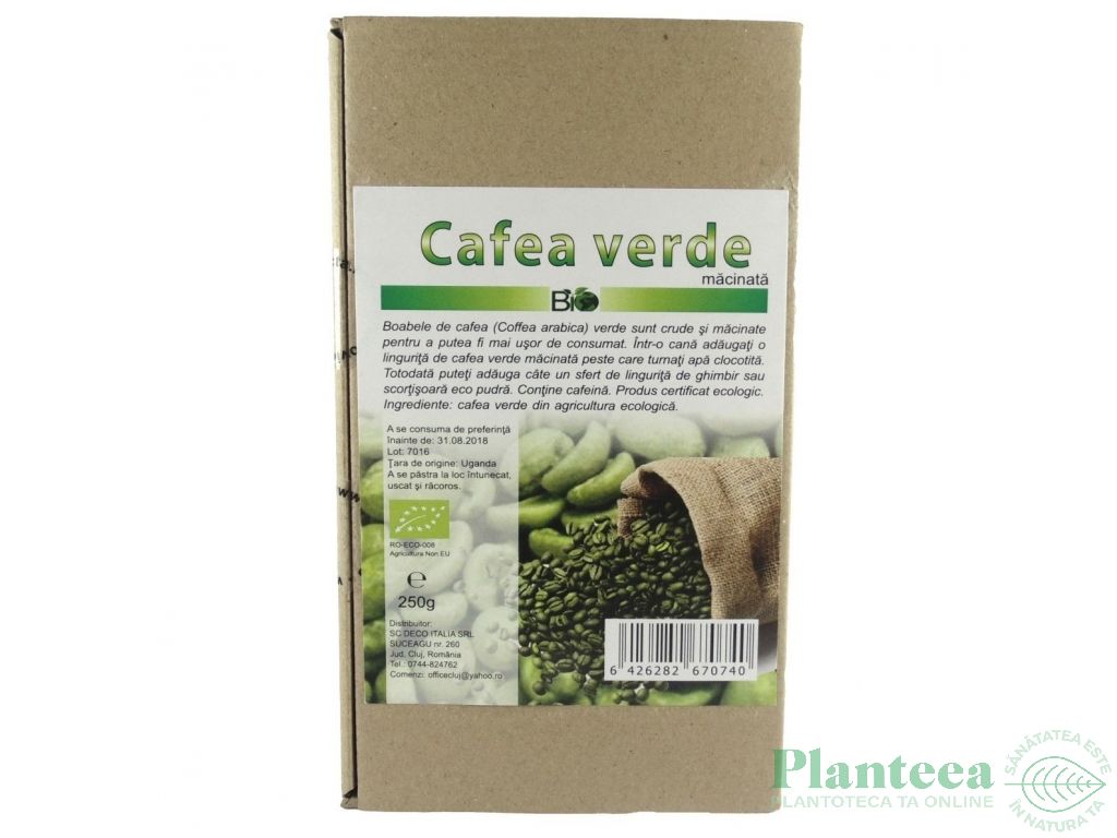 Cafea verde macinata eco 250g - DECO ITALIA