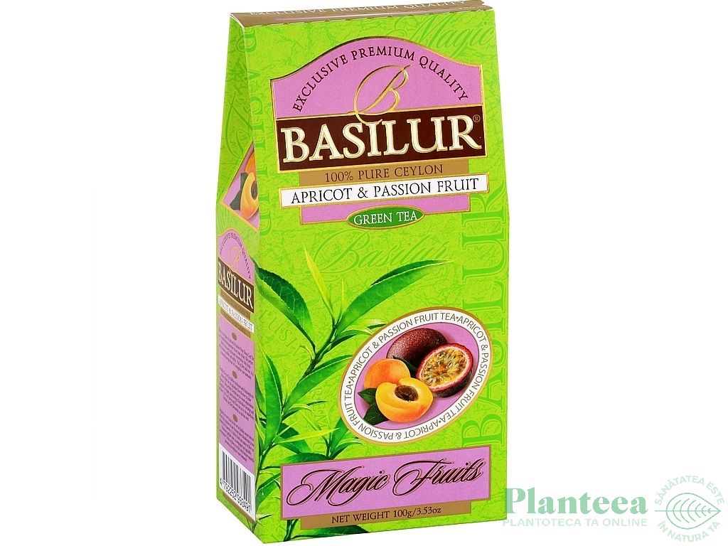 Ceai verde ceylon Magic Fruits caise fructul pasiunii refill 100g - BASILUR