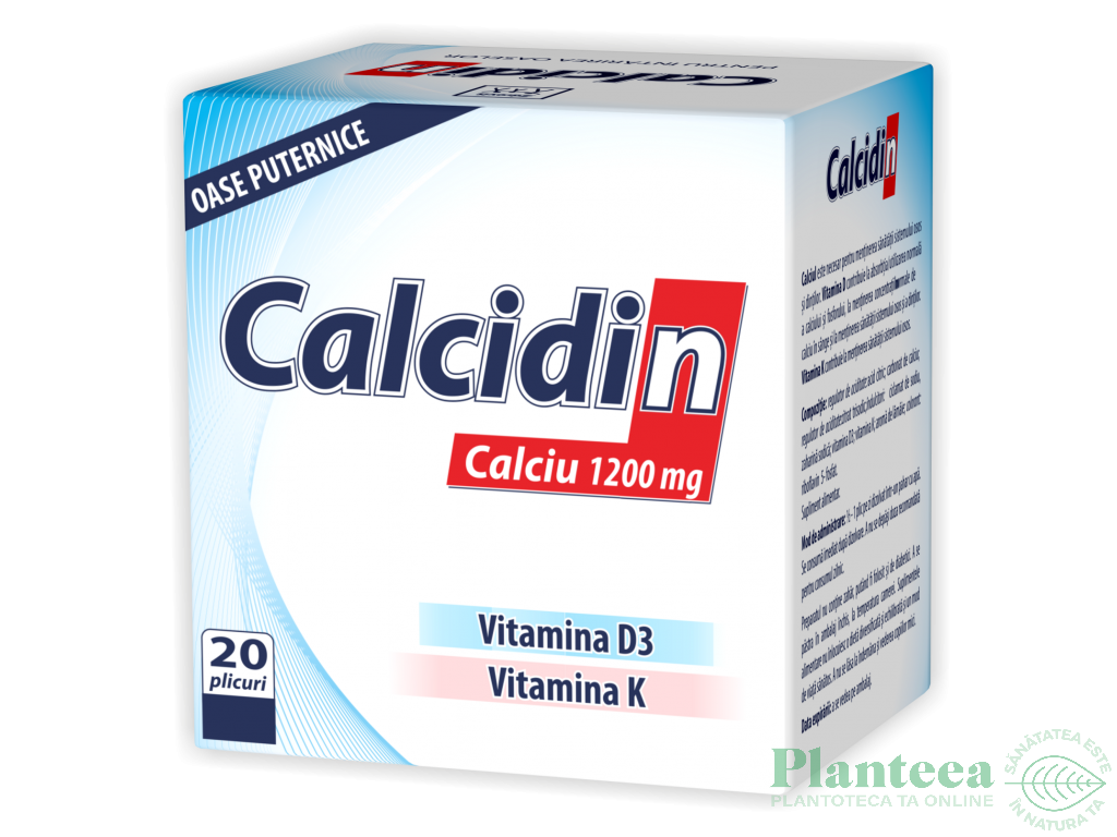 Calcidin calciu 1200mg D3 K 20pl - NATUR PRODUKT