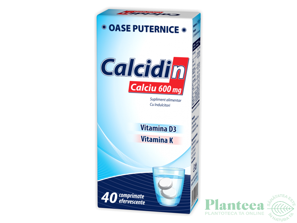 Calcidin calciu 600mg D3 K 40tb - NATUR PRODUKT