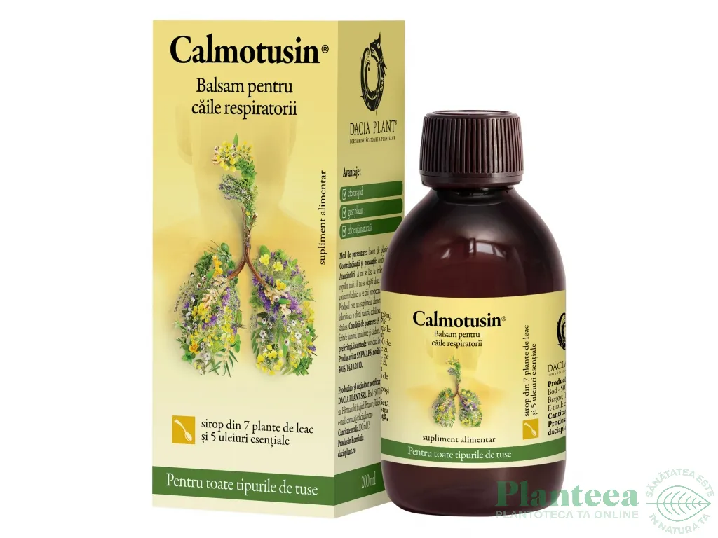 Sirop CalmoTusin 7plante 5uleiuri esentiale 200ml - DACIA PLANT