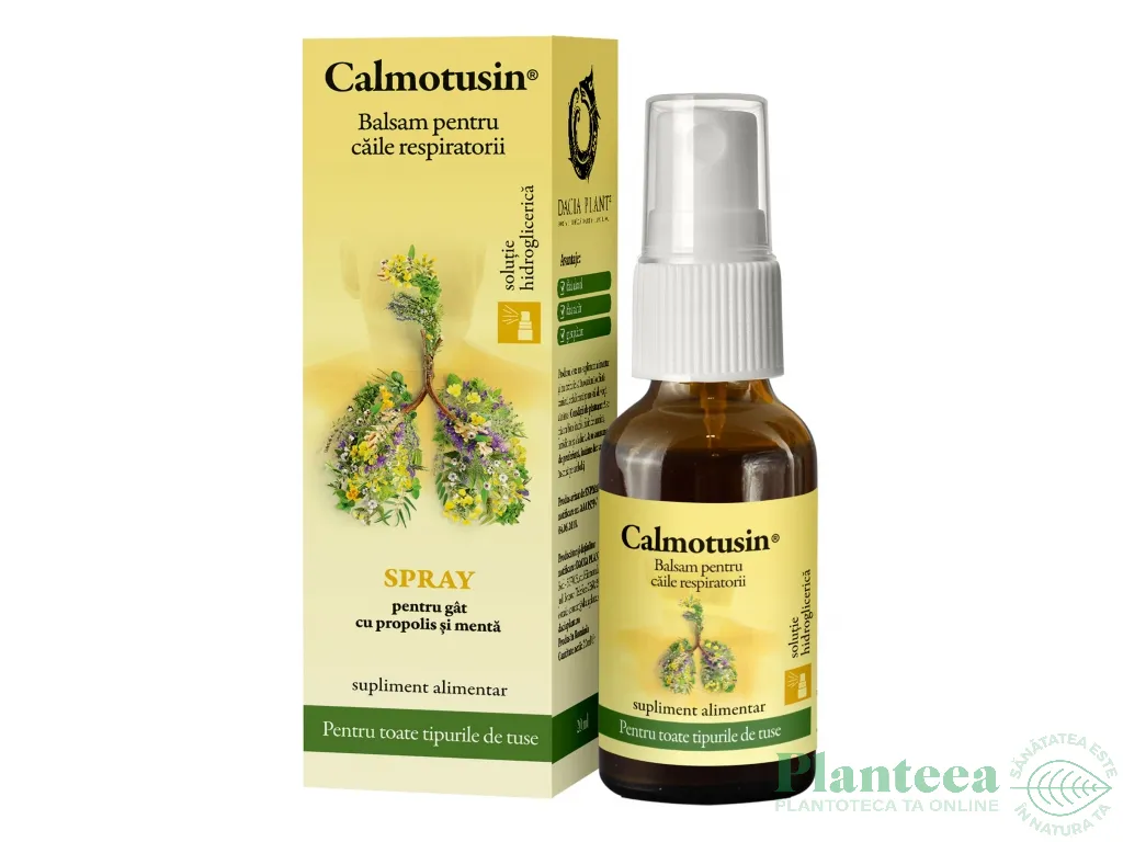 Spray gat CalmoTusin propolis menta fara alcool 20ml - DACIA PLANT