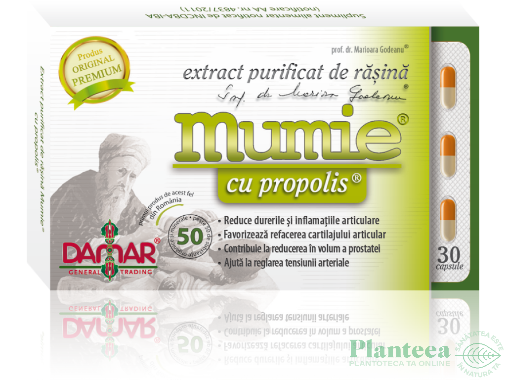 Mumie extract purificat rasina propolis 30cps - DAMAR