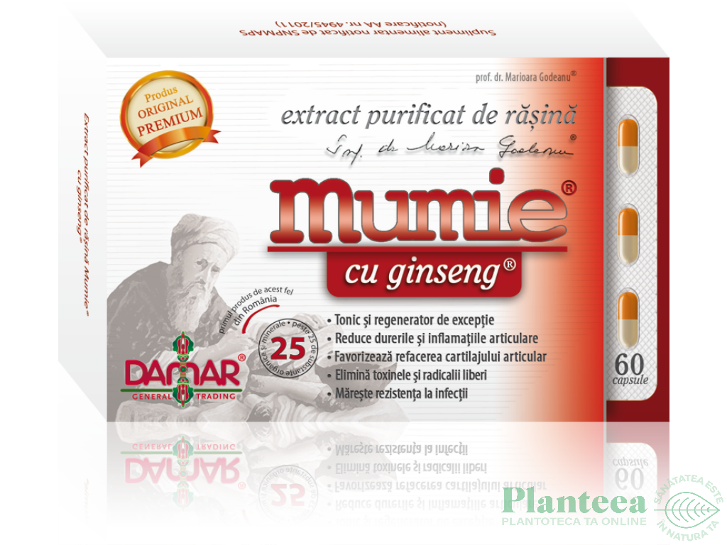 Mumie extract purificat rasina ginseng 60cps - DAMAR