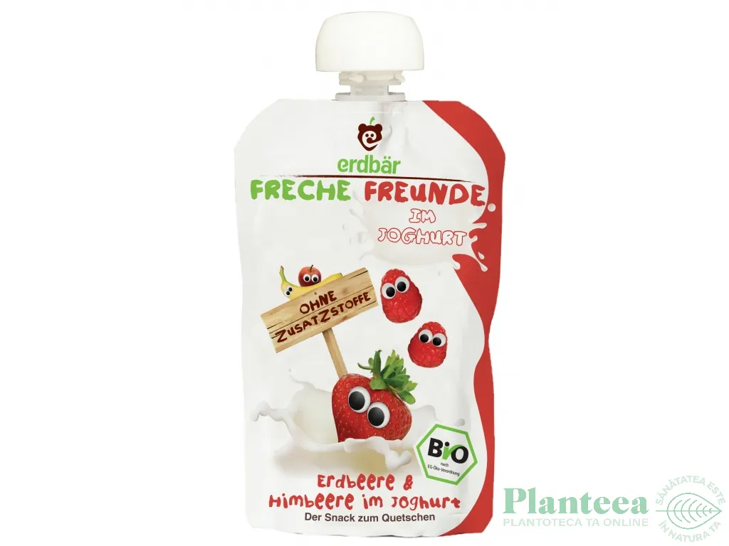 Piure capsuni zmeura iaurt bio 100g - ERDBAR