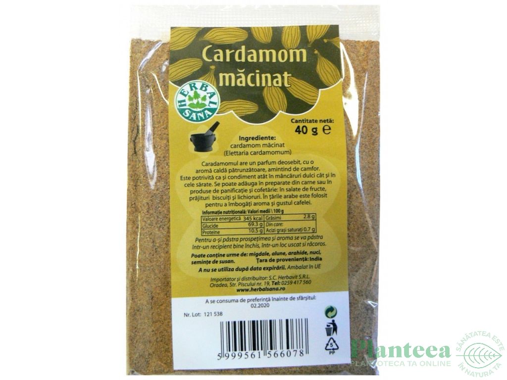 Condiment cardamom verde macinat 40g - HERBAL SANA