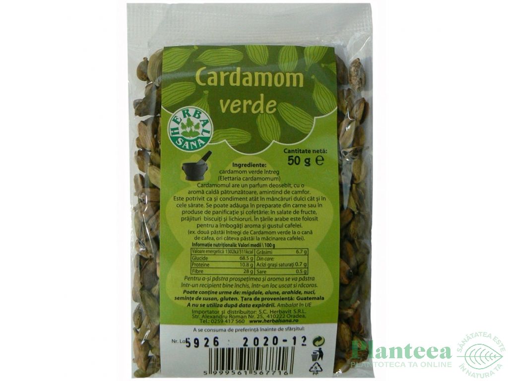 Condiment cardamom verde intreg 50g - HERBAL SANA