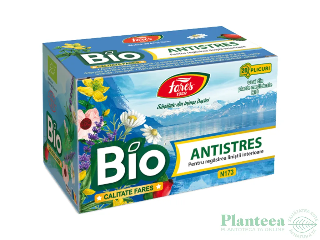 Ceai natural Antistres bio anvelopa 20dz - FARES