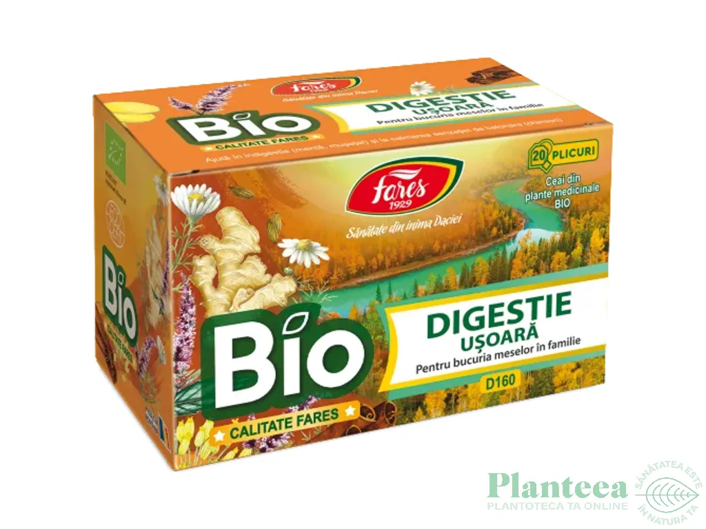 Ceai natural Digestie usoara anvelopa bio 20pl - FARES