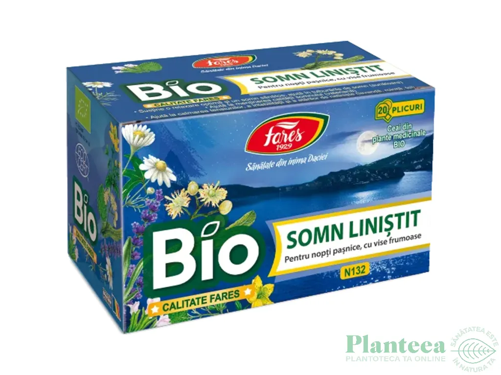 Ceai natural Somn linistit bio anvelopa 20dz - FARES