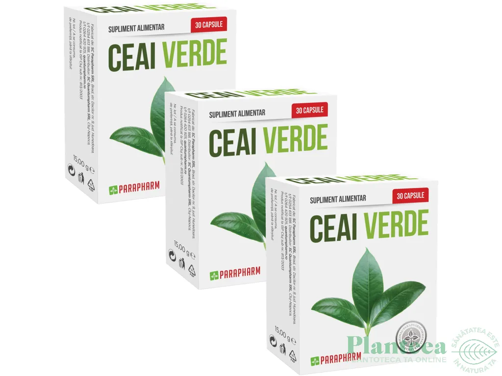 Pachet Ceai verde 3x30cps - PARAPHARM