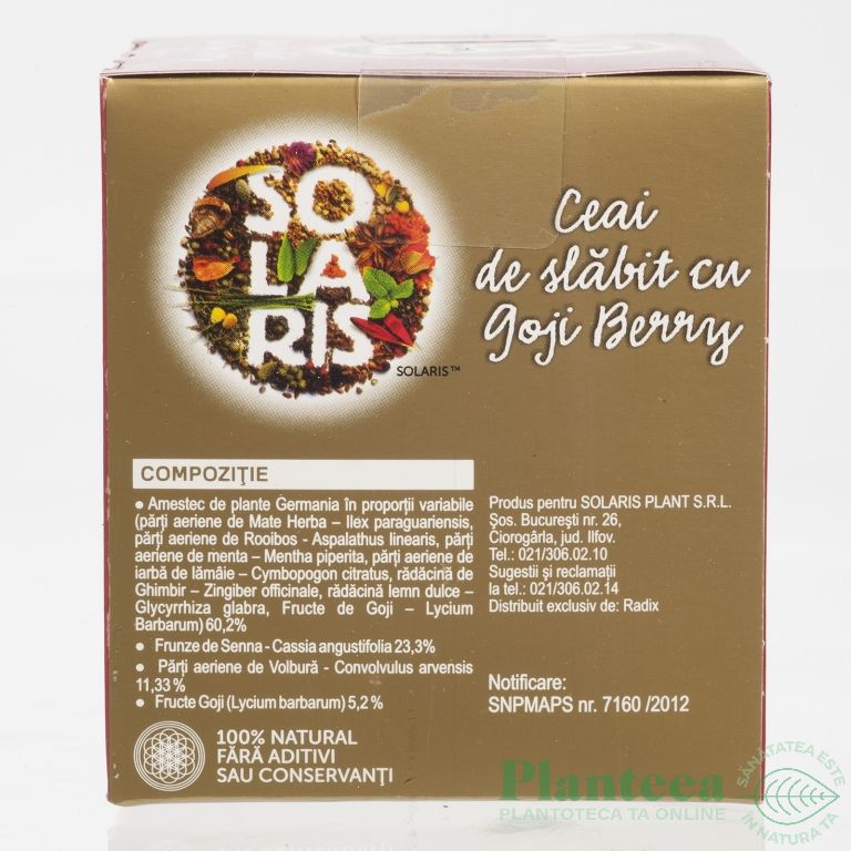 Solaris Ceai de slabit Goji Berry, Solaris, 40 g