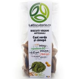 Biscuiti vegani canepa ceai verde fara zahar 140g - BISCUITERIE