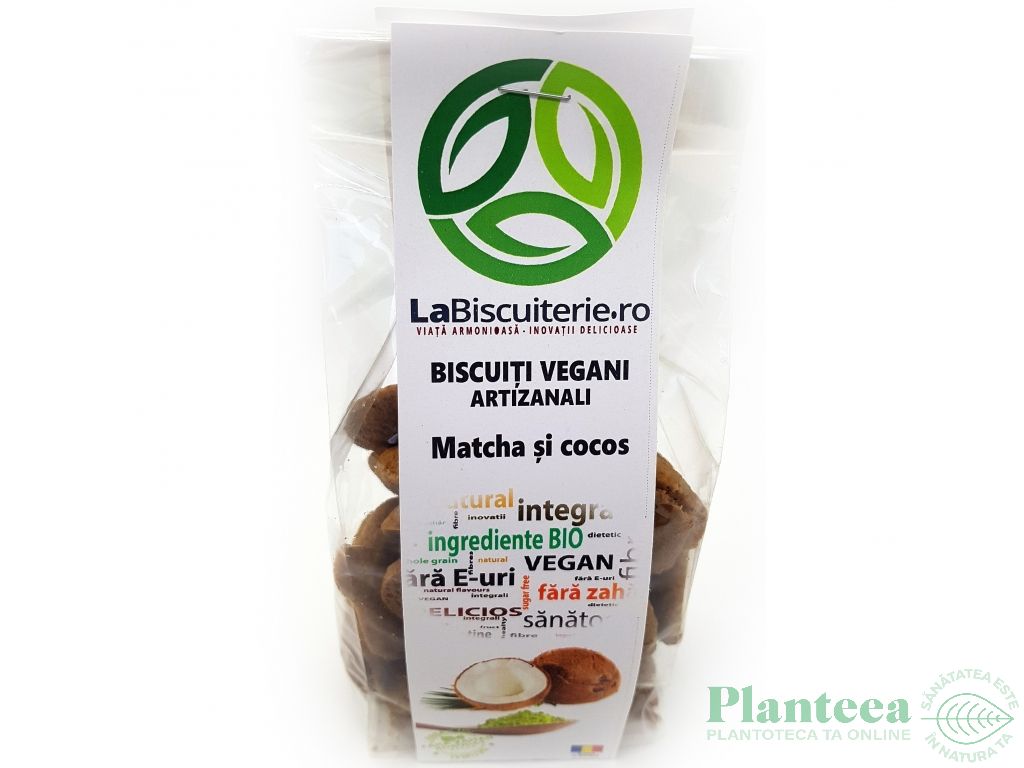 Biscuiti vegani ceai verde cocos fara zahar 140g - BISCUITERIE