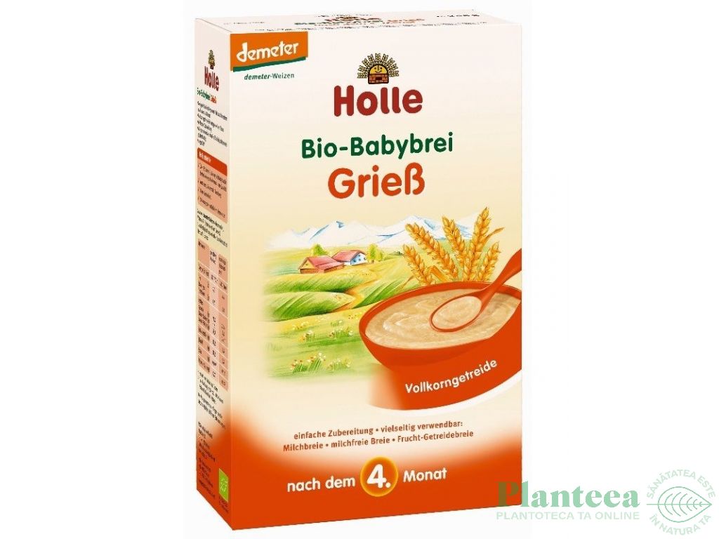 Porridge gris integral bebe +4luni eco 250g - HOLLE