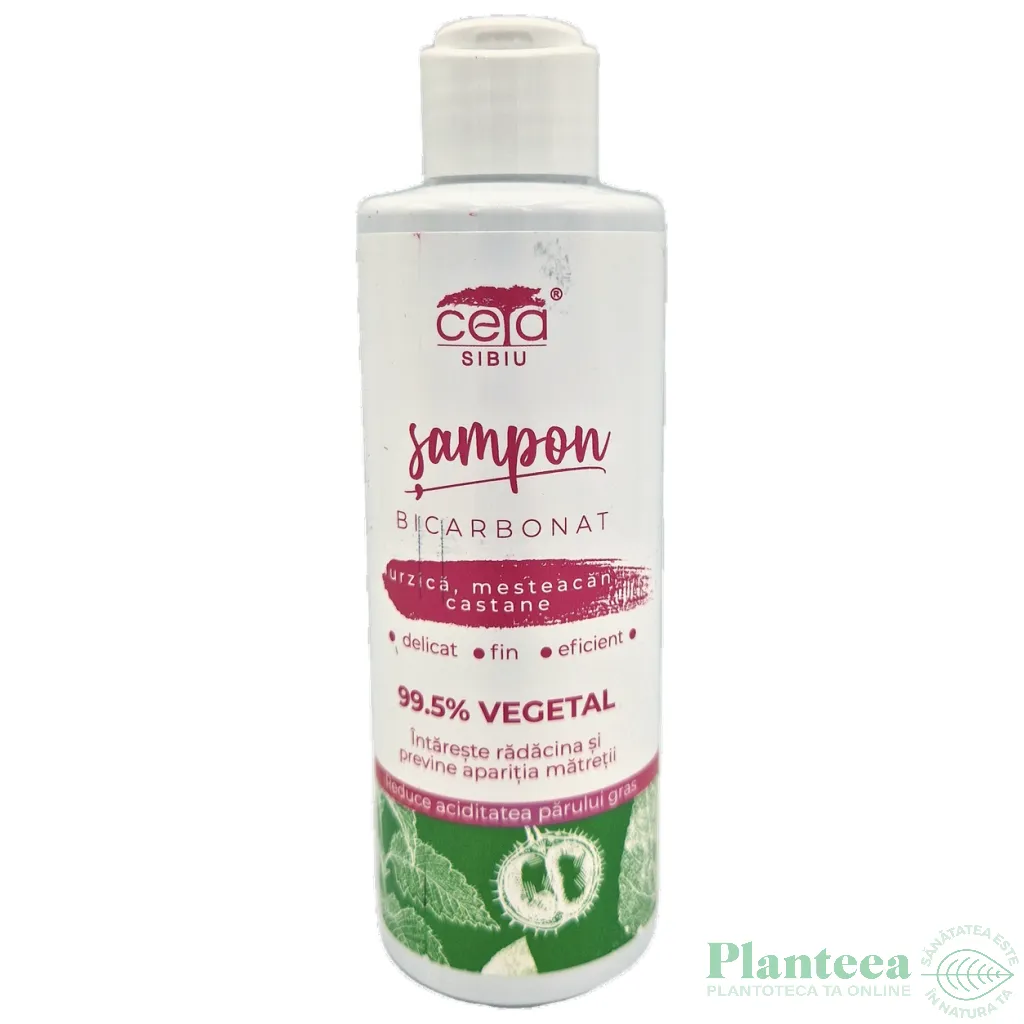 Sampon 99,5%vegetal bicarbonat urzica mesteacan castane 200ml - CETA