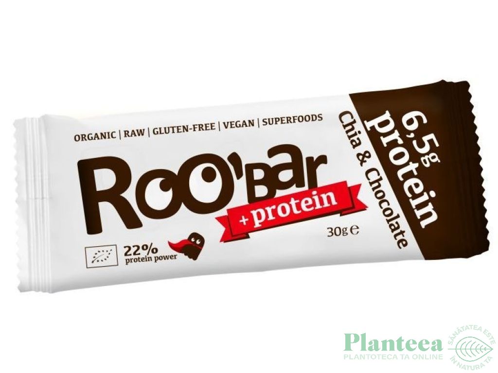 Baton proteic chia ciocolata raw bio 30g - ROOBAR