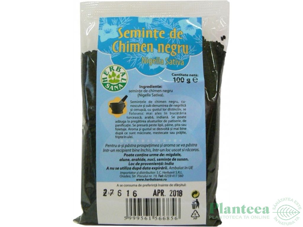 Condiment chimen negru [negrilica] seminte 100g - HERBAL SANA