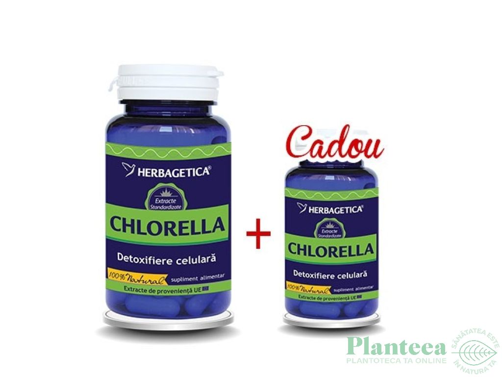 Pachet Chlorella 410mg 60+30cps - HERBAGETICA