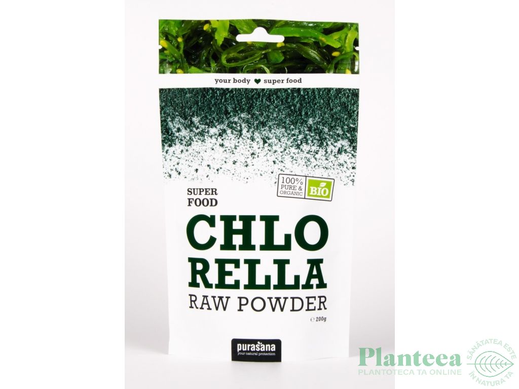 Pulbere chlorella raw bio 200g - PURASANA