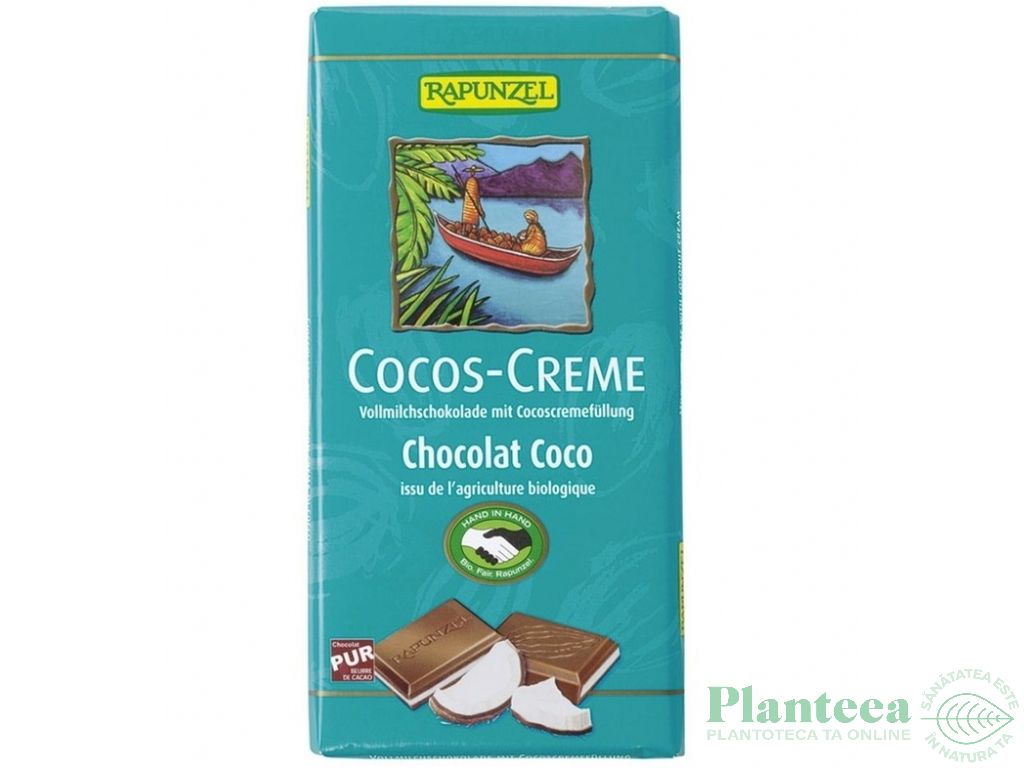 Ciocolata lapte integral cu crema cocos eco 100g - RAPUNZEL
