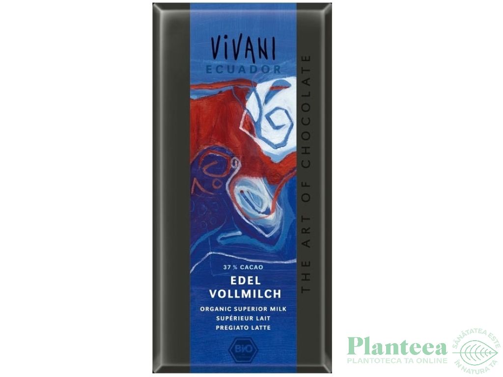 Ciocolata lapte integral superior Ecuador eco 100g - VIVANI