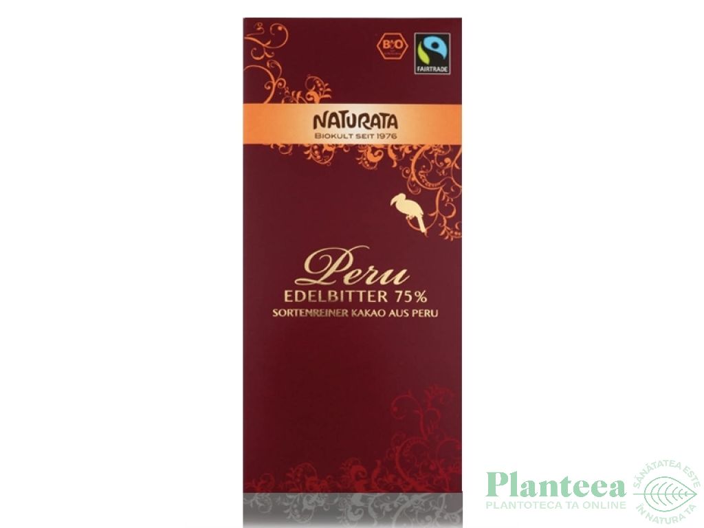 Ciocolata neagra 75% Peru eco 100g - NATURATA