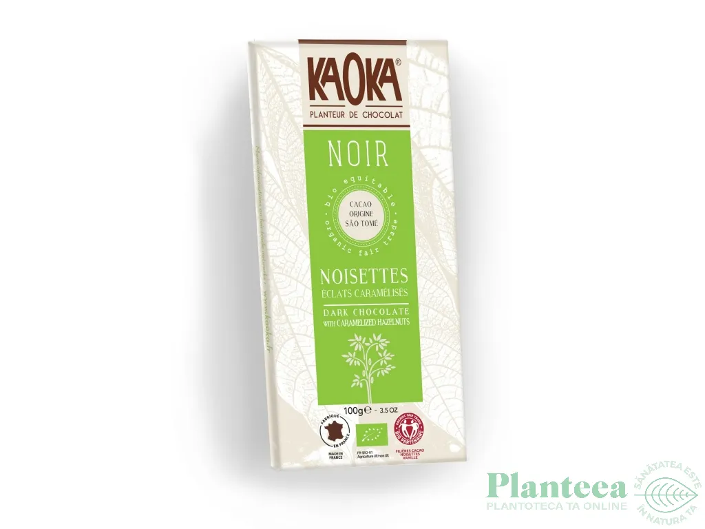 Ciocolata neagra 66% alune caramelizate eco 100g - KAOKA