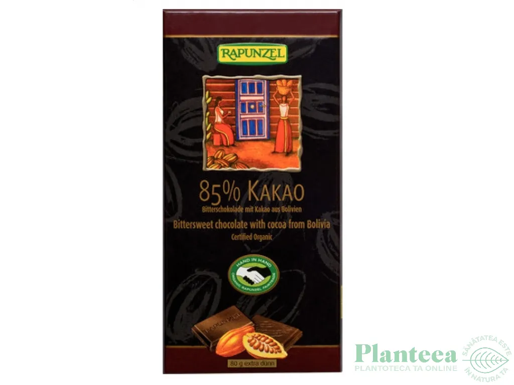 Ciocolata neagra 85%cacao eco 80g - RAPUNZEL