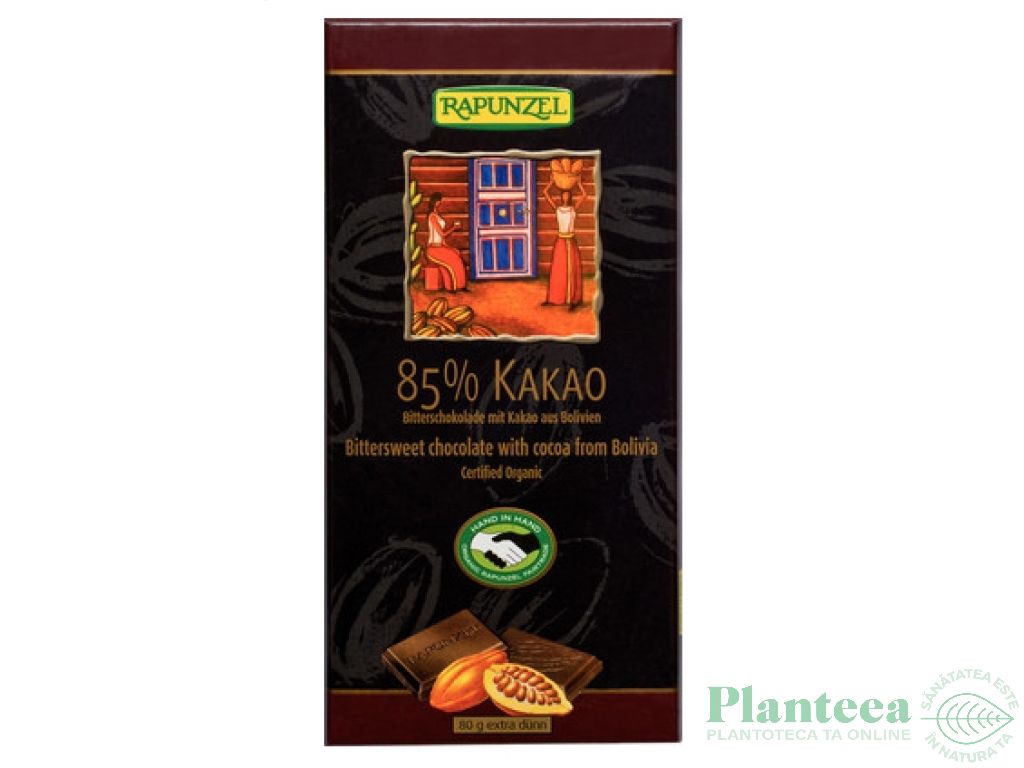 Ciocolata neagra 85%cacao eco 80g - RAPUNZEL