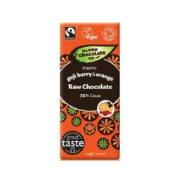 Ciocolata neagra 72% goji portocale raw eco 44g - THE RAW CHOCOLATE CO