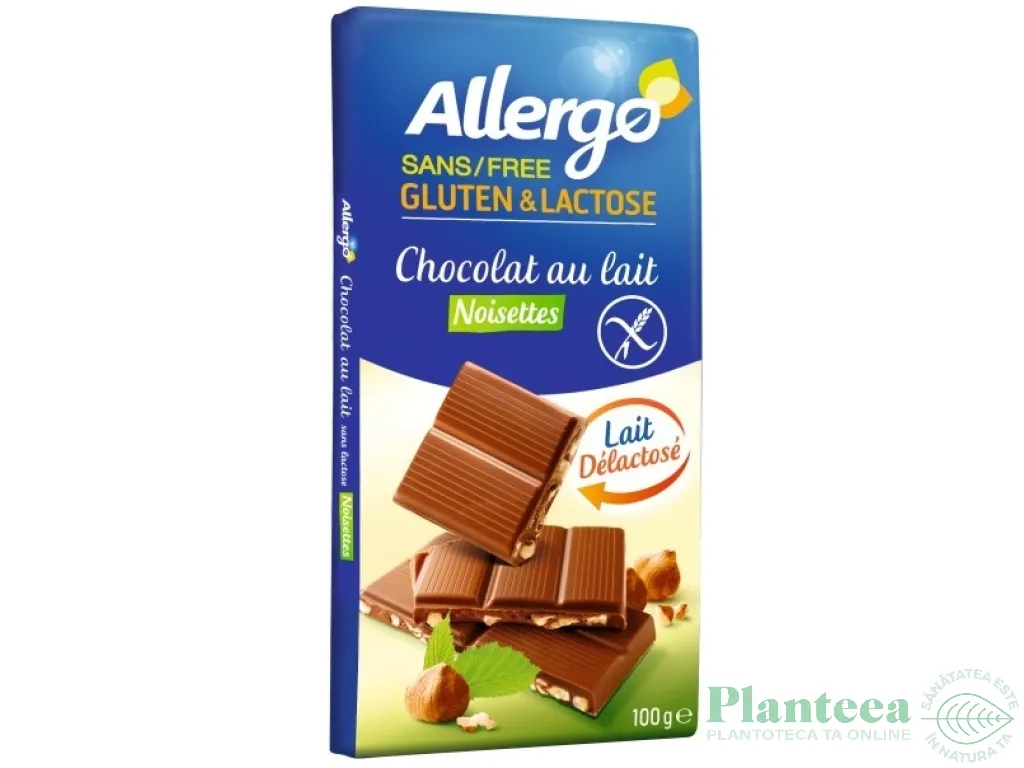 Ciocolata lapte cu alune fara gluten fara lactoza 100g - ALLERGO